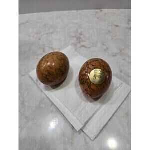 1 Vintage Italian Alabaster Stone Egg Italy Handcrafted Carved Brown 2.25" Long